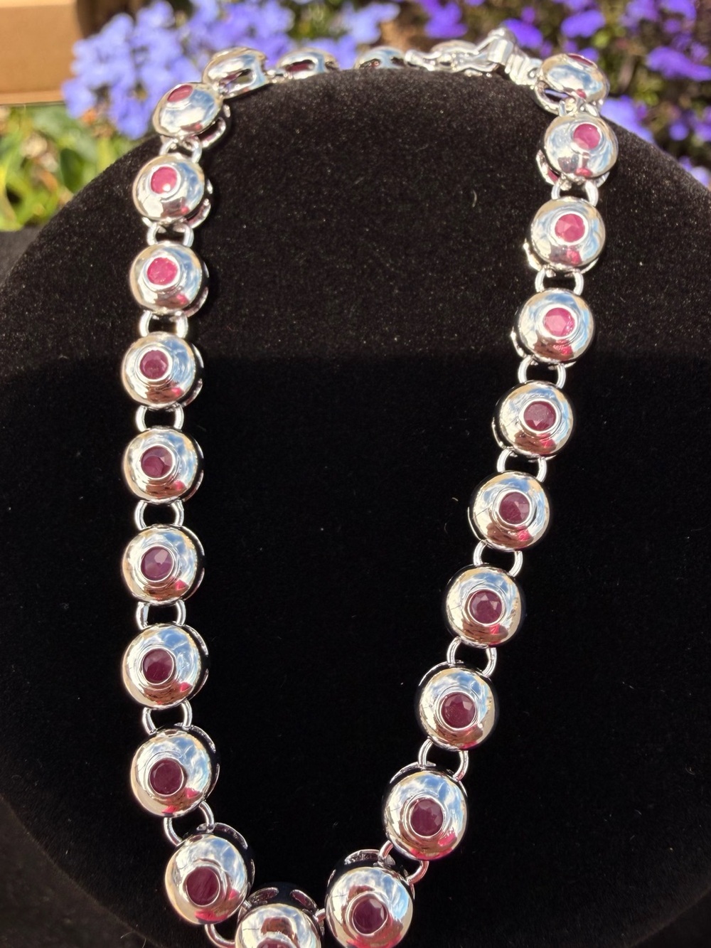 8.00 CTW AA Ruby 18K White Gold Plated Designer Bracelet 7 Inc